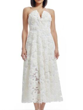 Dress the Population Briella Rosette Strapless Fit & Flare Dress